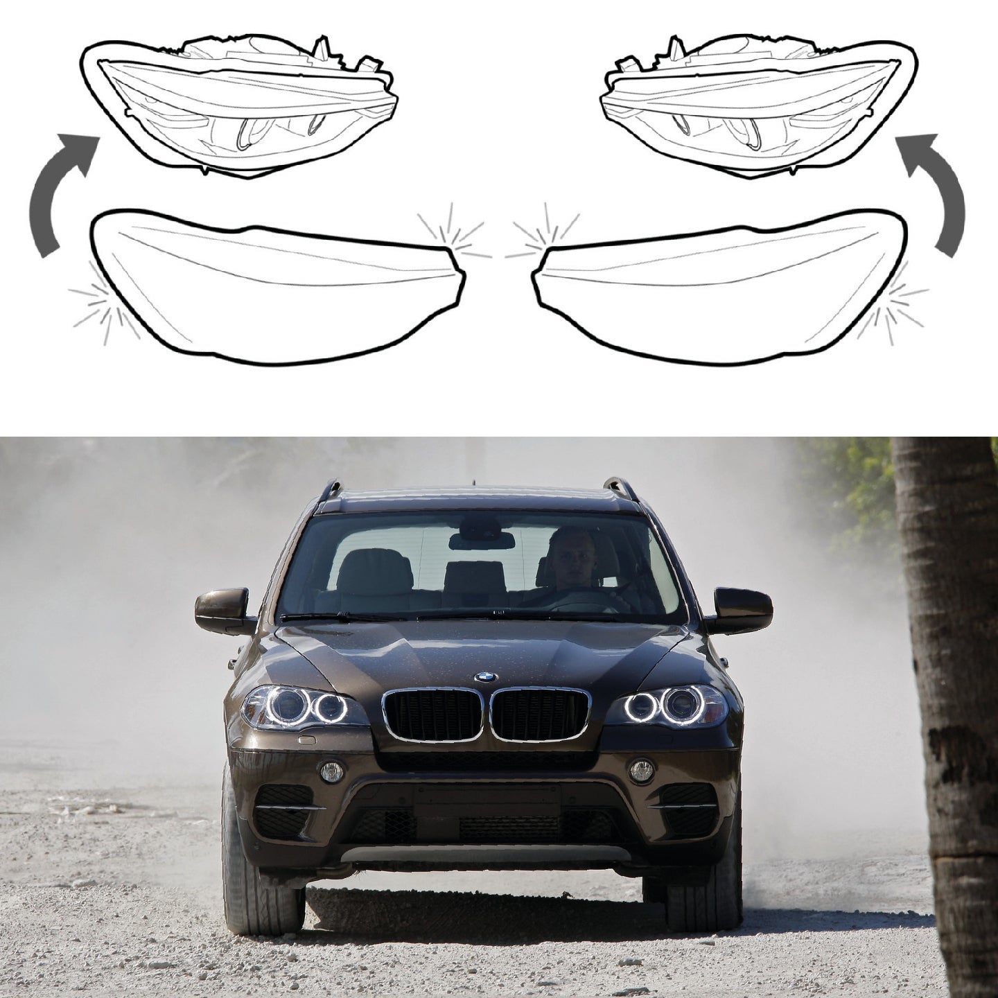 Headlight Lens covers for BMW X5 E70 (2007-2013)