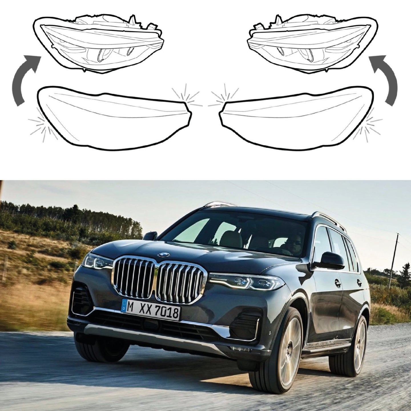 Headlight Lens covers for BMW X7 G07 (2017-2021)