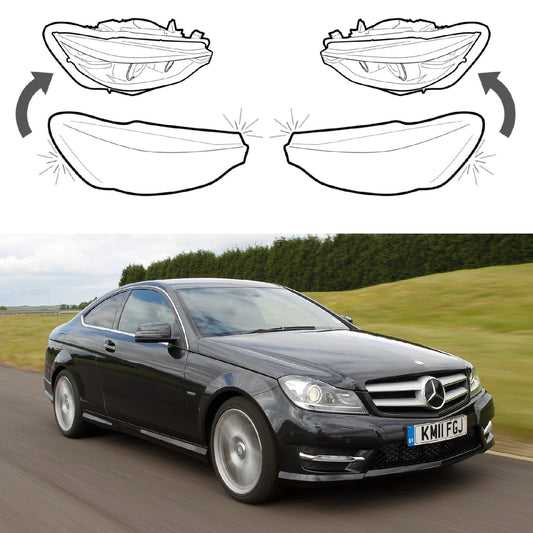 Headlight Lens covers for Mercedes Benz C W204 (2011-2014) Facelift