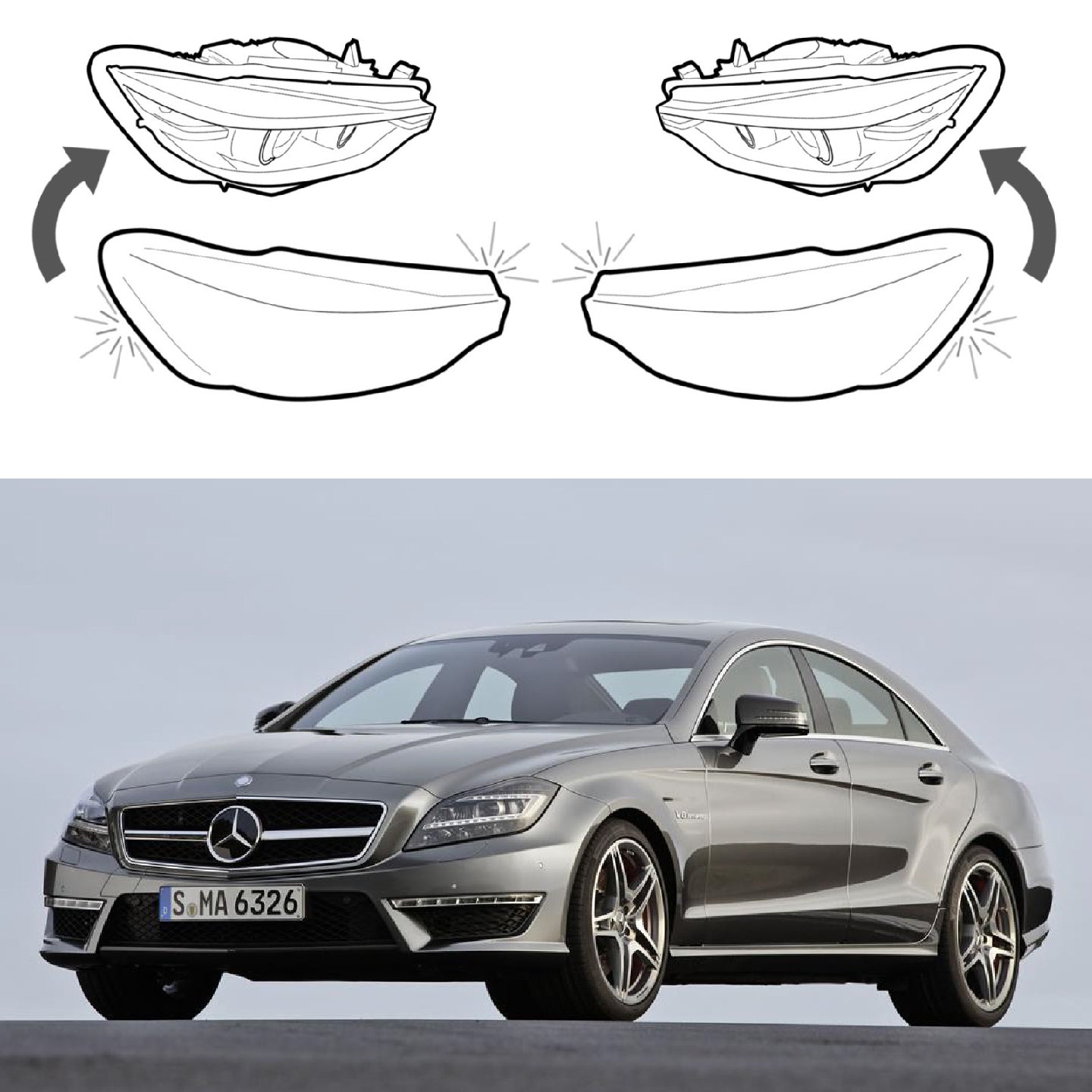 Headlight Lens covers for Mercedes Benz CLS C219 (2004-2010)