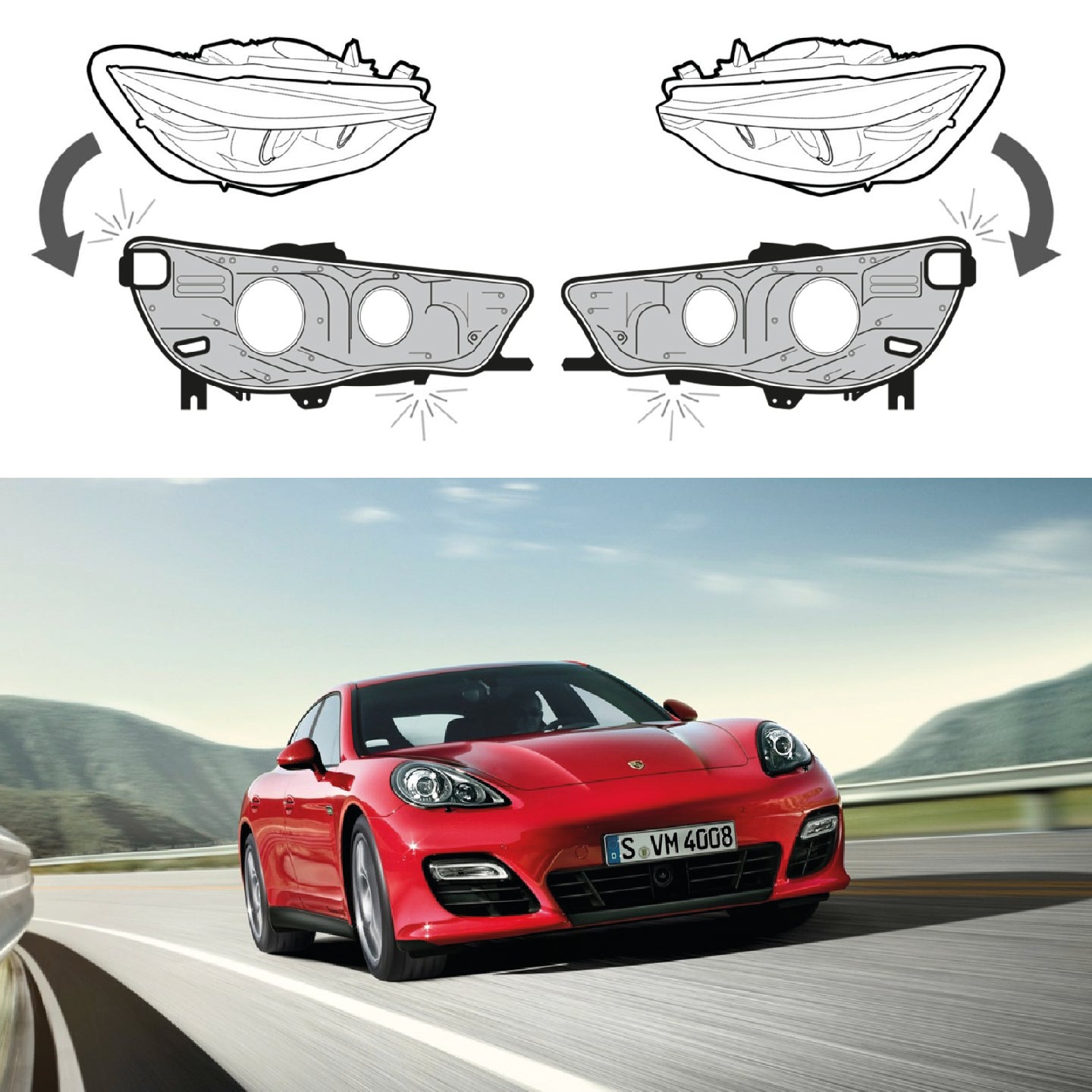 Headlight Lens covers for Porsche Panamera (2011-2014)