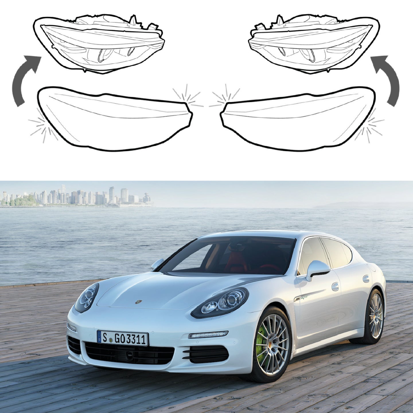 Headlight Lens covers for Porsche Panamera (2014-2017)